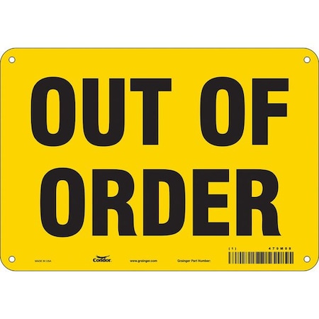 OUT OF ORDER, 10 in W x 7 in H, Vertical Rectangle, Polyethylene, 479M08