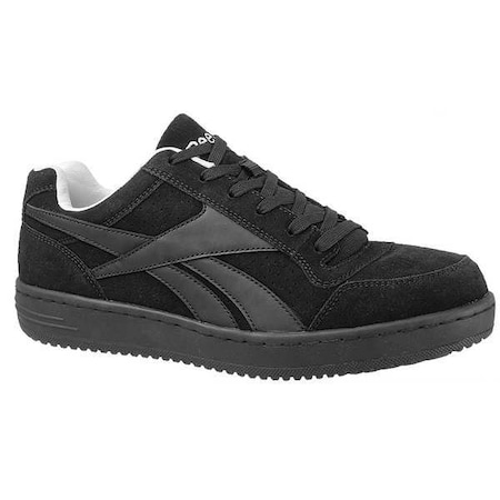 Women's Athletic Shoe, Steel Toe, Leather Upper, Rubber Outsole, Lace Up, Black, 8 M