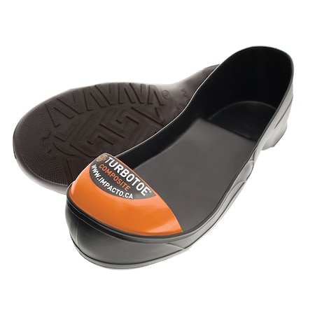 Toe Cap Overshoes, Composite Toe, 3 in Height, Ribbed Sole, Black, Orange, L