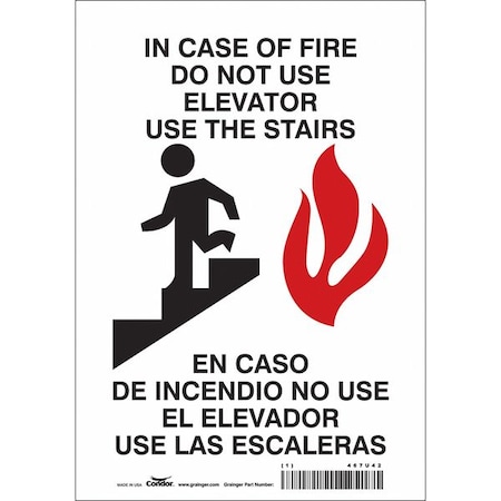 Safety Sign Emergency Exit, Vinyl, 7 in W, 10 in H, White