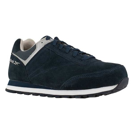 Women's Athletic Shoe, Steel Toe, Suede Upper, Rubber Outsole, Lace Up, Navy Blue, 6 W