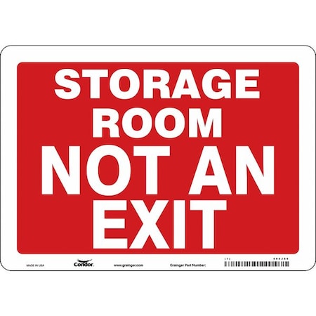 STORAGE ROOM NOT AN EXIT, 14 in W x 10 in H, Horizontal Rectangle, Vinyl, 480J86