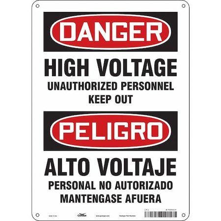 Safety Sign, 14 in Height, 10 in Width, Aluminum, Vertical Rectangle, English, Spanish, 479V21