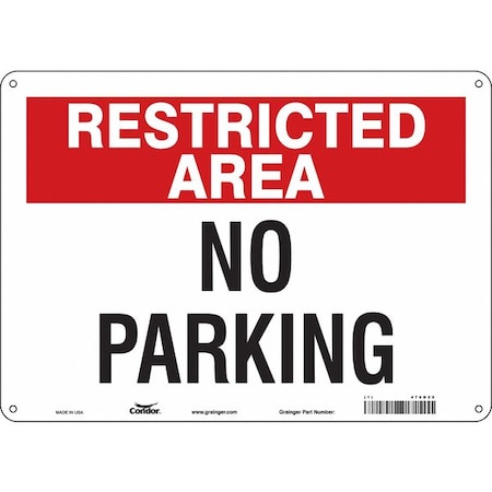 Restricted Area No Parking Sign,10"x14, 478D20
