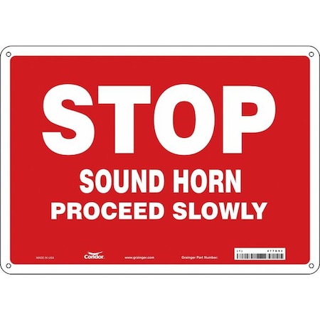 No Header, Stop Sound Horn Proceed Slowly, 14" W x 10" H, Rectangle, Plastic