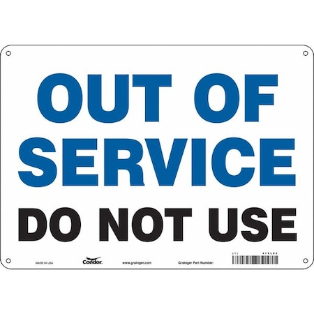 OUT OF SERVICE DO NOT USE, 14 in W x 10 in H, Horizontal Rectangle, Polyethylene, 479L95