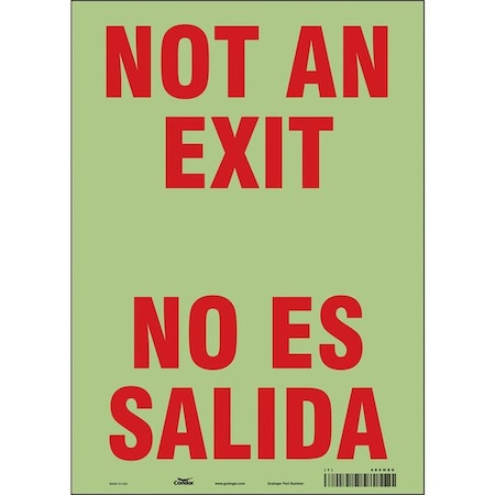 Exit Sign, Vinyl, 10" W, 14" H, Not An Exit/No Es Salida, White