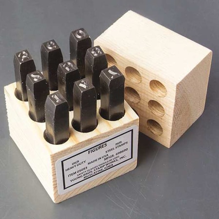 Steel Stamps Set,3-1/8" Shank L,Steel, 8093