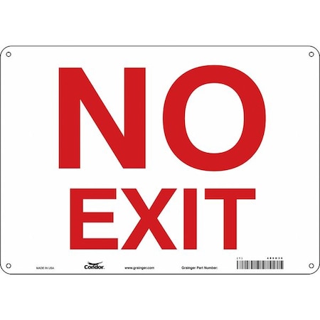 Exit Sign, Plastic, 14" W, 10" H, No Exit, White