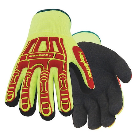 Hi-Vis Cold Protection Gloves, Nitrile Palm, Fleece Lining, Hi-Visibility Yellow/Red/Black