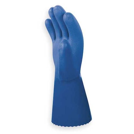 Chemical Resistant Gloves, PVC, 12 in L, 35 mil, Blue, M, 1 PR