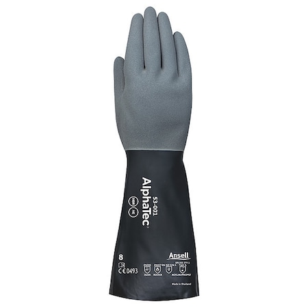 AlphaTec Chemical Resistant Gloves, Neoprene, Nitrile, 13 in L, 17 mil, Black/Gray, 10, 1 PR