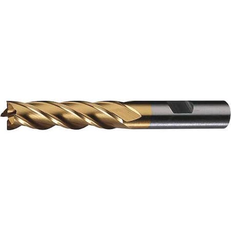 4-Flute HSS Center Cutting Square Single End MIll Cleveland HG-4C-TN TiN 3/16x3/8x1/2x2-3/8