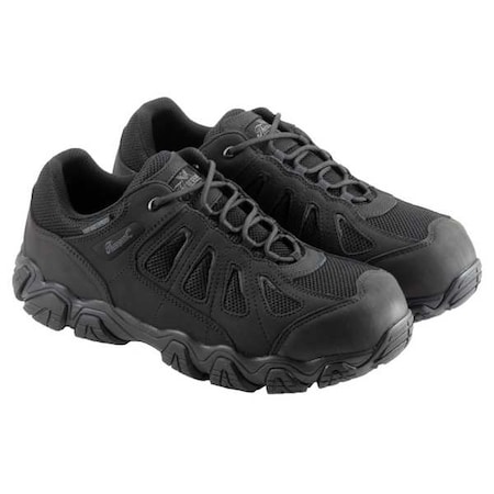 Men's Hiker Shoe, Composite Toe, Leather, Mesh Upper, Polyurethane, Rubber Outsole, Black/Gray, 11
