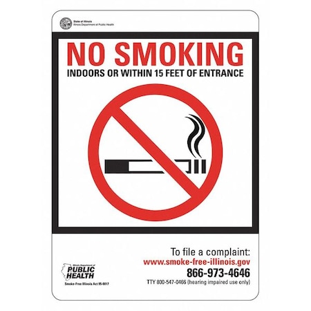 No Smoking Sign, 14 in H, 10" W,  Vertical Rectangle, English, LCU1-0197-RA_10x14