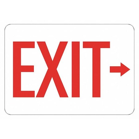 Exit Sign, Polyester, 14" W, 10" H, Exit (Arrow Right), White