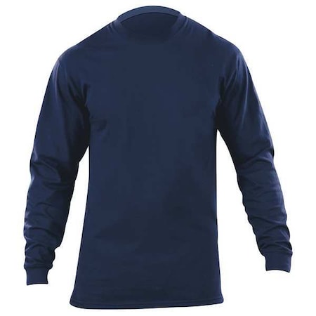 Men's Station Wear Long Sleeve T-Shirt, Cotton, Pullover, Navy, 2XL