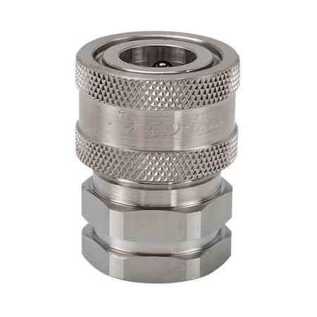Hydraulic Quick Connect Hose Coupling, 316 Stainless Steel Body, Sleeve Lock, 1/2"-14 Thread Size