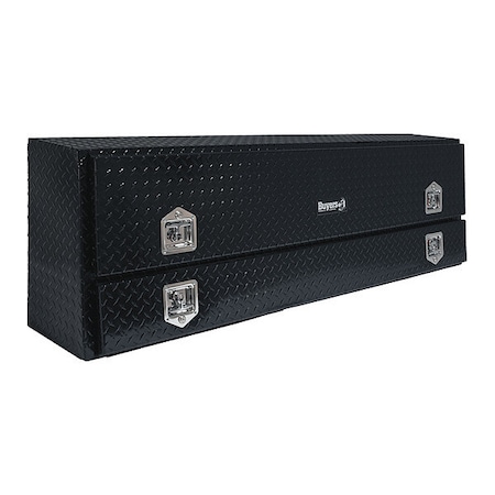 21x13x96 Inch Gloss Black Diamond Tread Aluminum Pick-Up Truck Contractor With Lower Door