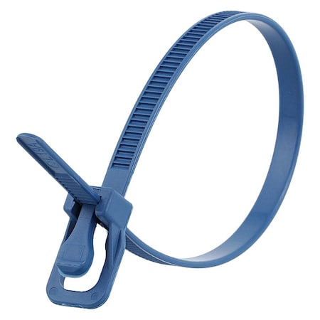 Cable Tie, 14 in L, 4.33 in Max Bundle Dia., Blue, Nylon 6/6, 50 lb Strength, 100 PK