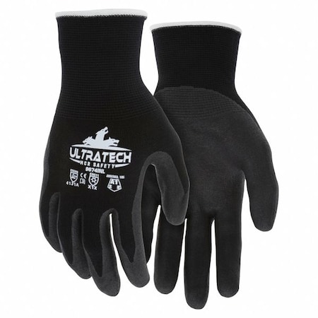 Insulated Work Gloves, Nitrile, Smooth, Palm, 2 Abrasion Level, L 12 PK