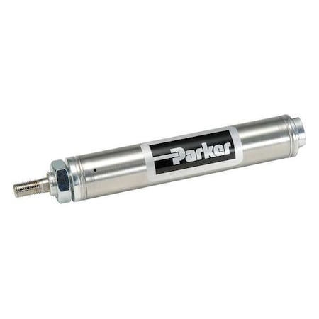 Air Cylinder, 9/16 in Bore, 1 in Stroke, Round Body Single Acting, Stainless Steel .
