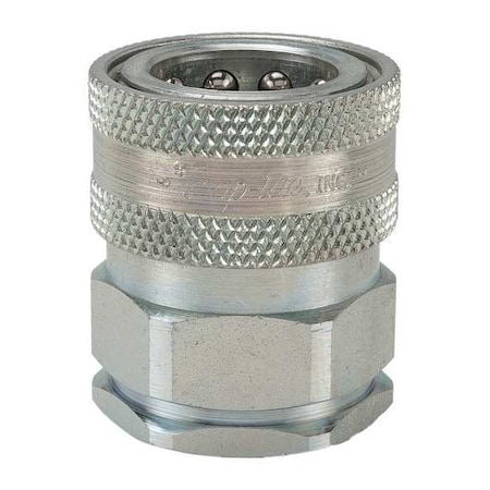 Hydraulic Quick Connect Hose Coupling, Steel Body, Sleeve Lock, 3/8"-18 Thread Size, H Series