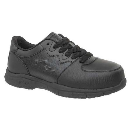 Women's Athletic Shoe, Composite Toe, Leather Upper, Rubber Outsole, Lace Up, Black, 5 Medium
