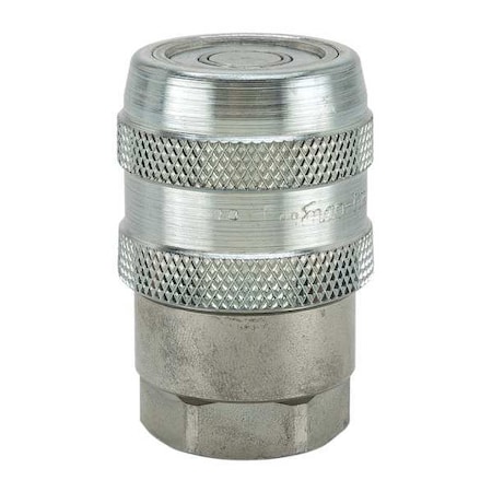 Hydraulic Quick Connect Hose Coupling, Steel Body, Push-to-Connect Lock, 1/4"-18 Thread Size