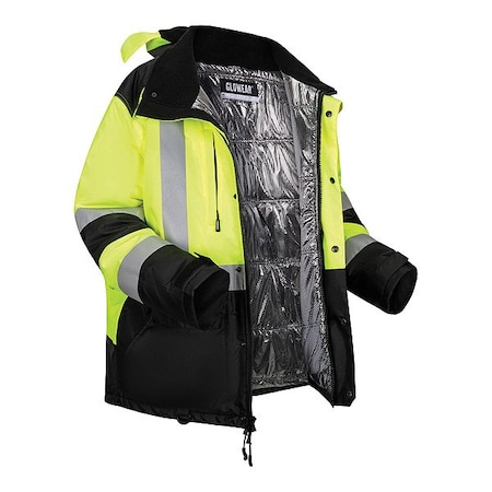 Hi-Vis Winter Jacket, 300D Polyester, Class 3 Type R, Lime, 5XL