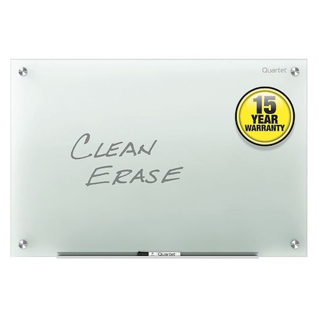 Dry Erase Board, Glass, 18 in, 24 in, No Frame Frame, Frosted White, Gloss
