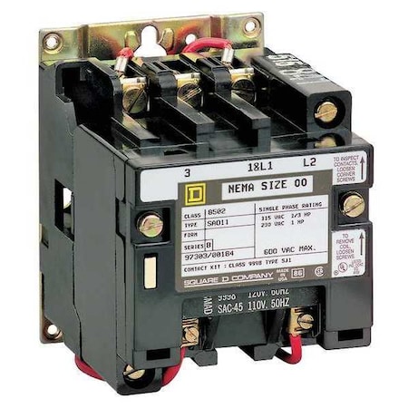240VAC Non-Reversing Magnetic Contactor 3P 27A NEMA 1