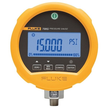Digital Test Compound Gauge, -14 to 0 to 2000 psi, 3 3/4 in Dial, 1/4 in NPT, Bottom Location