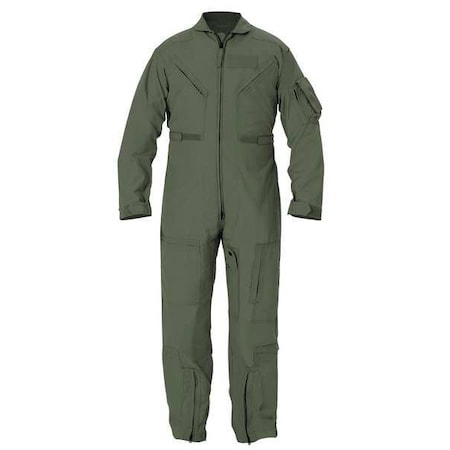 Flight Suit, Nomex(R), 4.5 oz Fabric Weight, 30 7/8 in Inseam, Freedom Green, 46 Regular