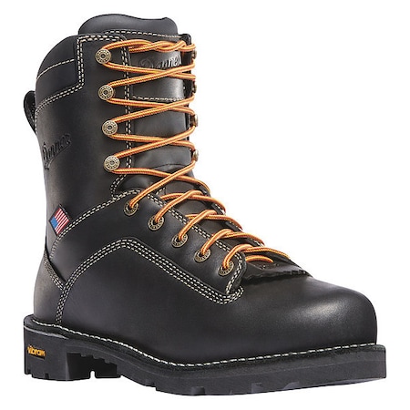 Men's 8-Inch Work Boot, 9 1/2, Alloy Toe, 8 in H, Black, 17311