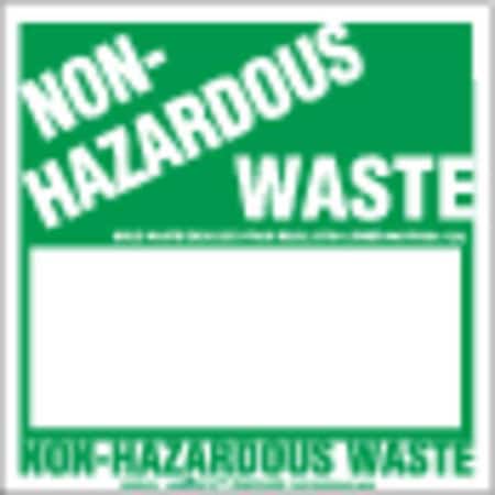 NonHazardous Waste Label H Bx Vynl,PK100, PVC Free Film, 6 in W, 6 in H