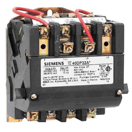 240VAC Non-Reversing Magnetic Contactor 3P 27A NEMA 1