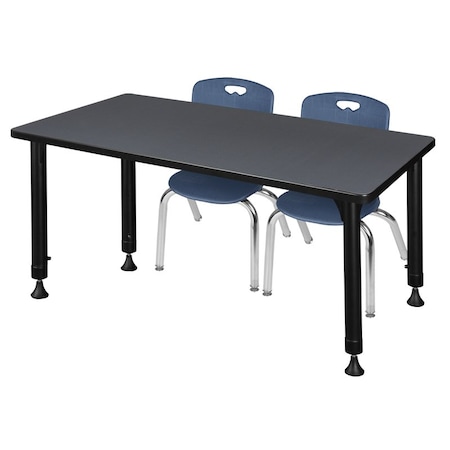 Tables > Height Adjustable > Rectangular Table & Chair Sets, 48 W, 30 L, 23-34 H, Grey