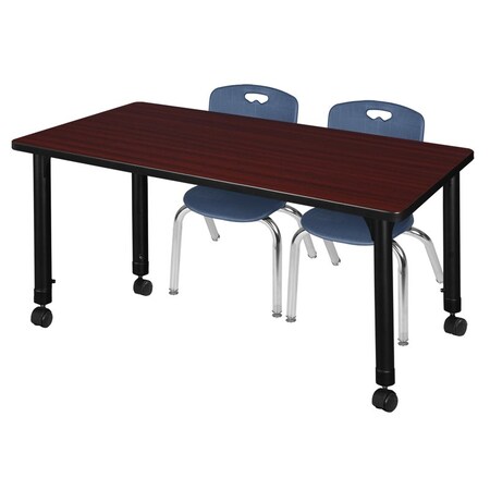 Tables > Height Adjustable > Rectangular Mobile Table & Chair Sets, 48 W, 30 L, 23-34 H, Mahogany