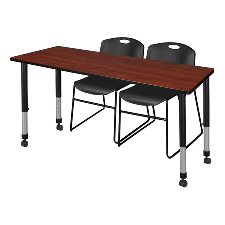Tables > Height Adjustable > Rectangular Mobile Table & Chair Sets, 60 W, 24 L, 23-34 H, Cherry