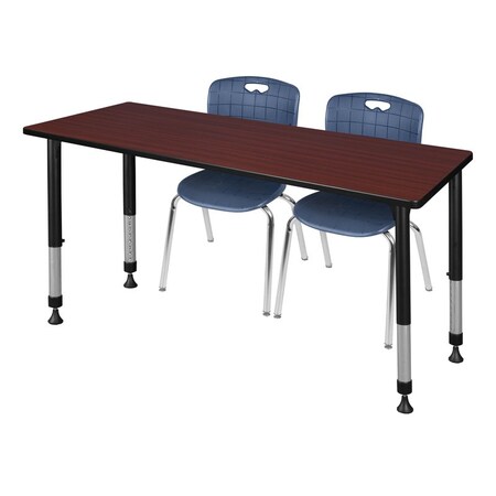Tables > Height Adjustable > Rectangular Table & Chair Sets, 60 W, 30 L, 23-34 H, Mahogany