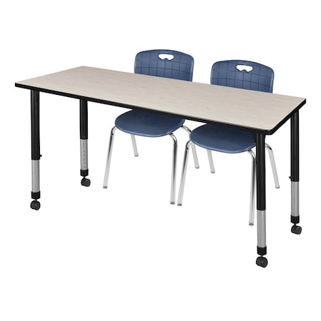 Tables > Height Adjustable > Rectangular Mobile Table & Chair Sets, 60 W, 30 L, 23-34 H, Maple