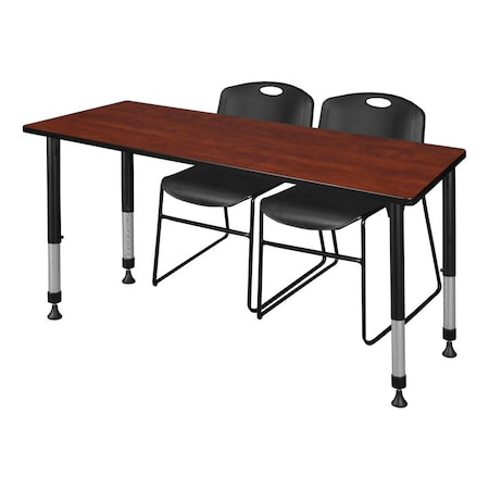 Tables > Height Adjustable > Rectangular Table & Chair Sets, 66 W, 24 L, 23-34 H, Cherry