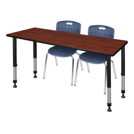 Tables > Height Adjustable > Rectangular Table & Chair Sets, 66 W, 24 L, 23-34 H, Cherry