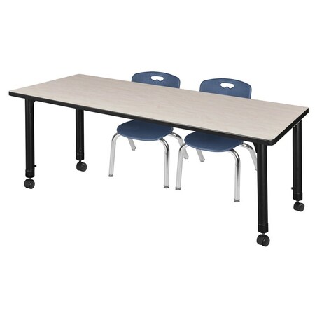 Tables > Height Adjustable > Rectangular Mobile Table & Chair Sets, 66 W, 24 L, 23-34 H, Maple