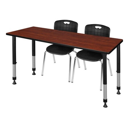 Tables > Height Adjustable > Rectangular Table & Chair Sets, 72 W, 24 L, 23-34 H, Cherry
