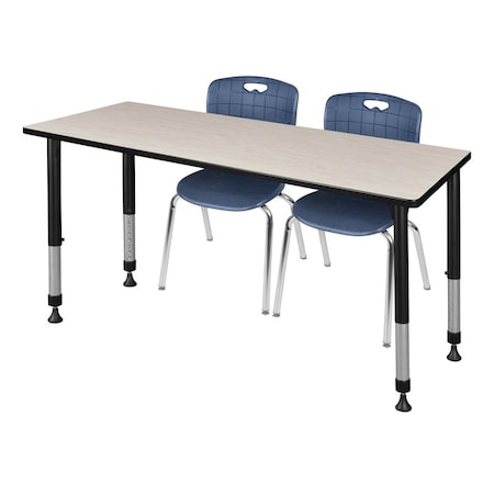 Tables > Height Adjustable > Rectangular Table & Chair Sets, 66 W, 30 L, 23-34 H, Maple