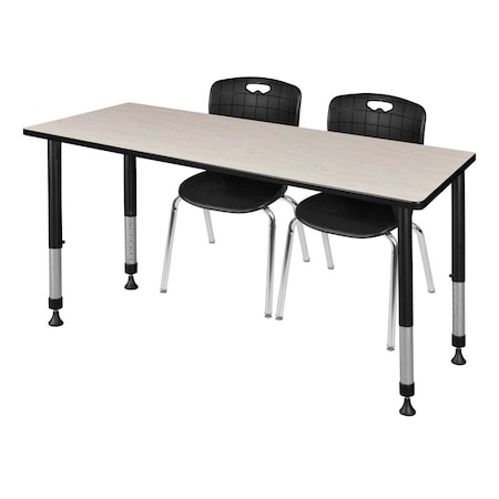 Tables > Height Adjustable > Rectangular Table & Chair Sets, 66 W, 30 L, 23-34 H, Maple
