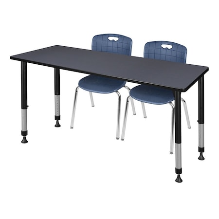 Tables > Height Adjustable > Rectangular Table & Chair Sets, 72 W, 30 L, 23-34 H, Grey