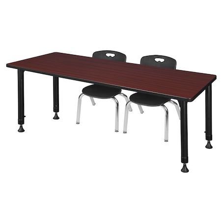 Tables > Height Adjustable > Rectangular Table & Chair Sets, 72 W, 30 L, 23-34 H, Mahogany